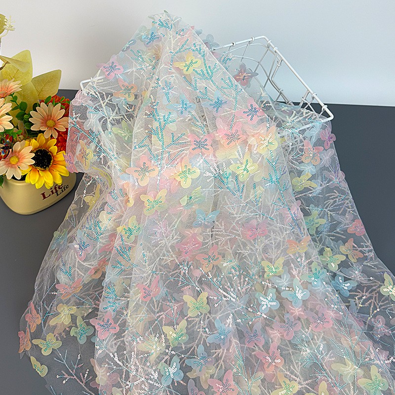Ethnic Clothing & Online Fashion Store Khaadi Pk - 90x130cm Farbverlauf Schmetterling Pailletten Tüllstoff 3D