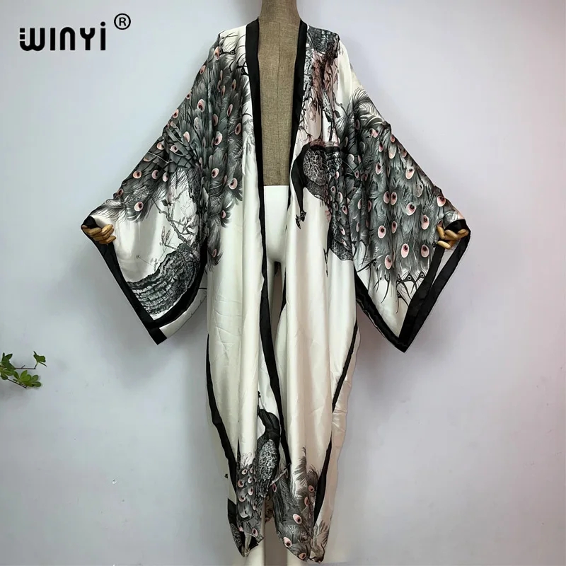 Kaftan Women Boho - WINYI Sommer-Klassiker: Pfauenmuster-Kimono, Afrikanische Damen-Strickjacke, Sexy