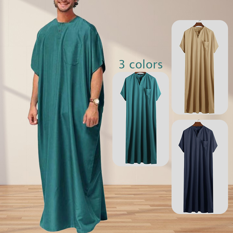 Ethnic Gown - Männer Kurzarm Muslimischen Kaftan Roben Freizeit