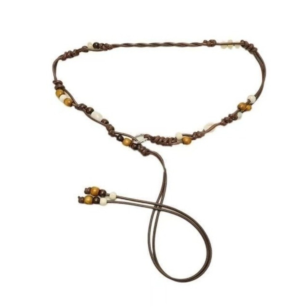 Ethnic Dress Fashion Show - Ethnische handgewebte Taillenkette mit Holzperlen, hochwertiger