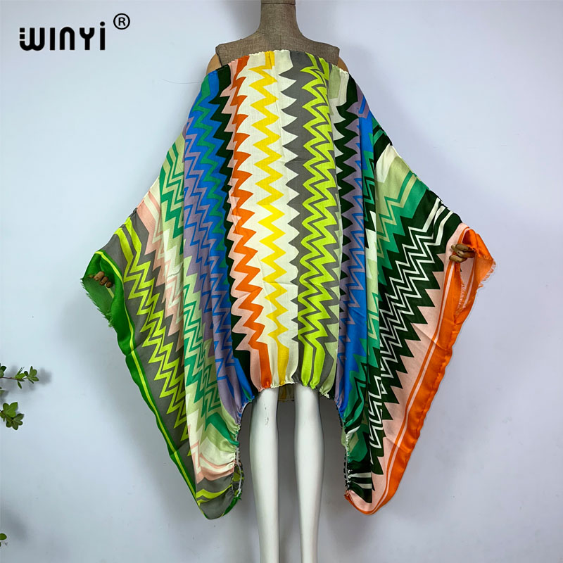 Kaftan Women Boho - WINYI Damen Sexy One-Shoulder Maxikleider Sommer