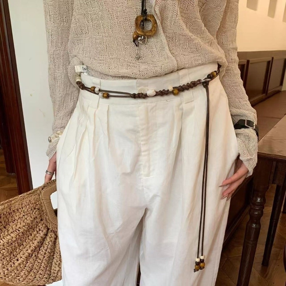 Ethnic Dress Fashion Show - Ethnische handgewebte Taillenkette aus Holzperlen, hochwertiger