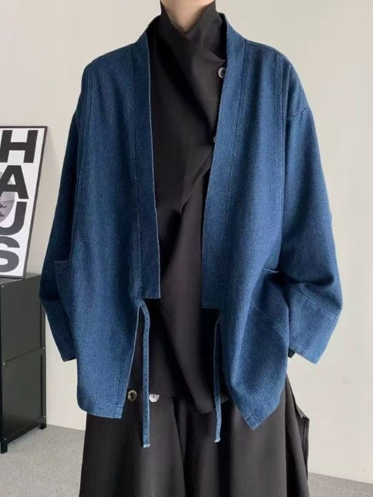 Haori Japanese Jacket - Vintage japanischen Stil Denim Mantel Männer