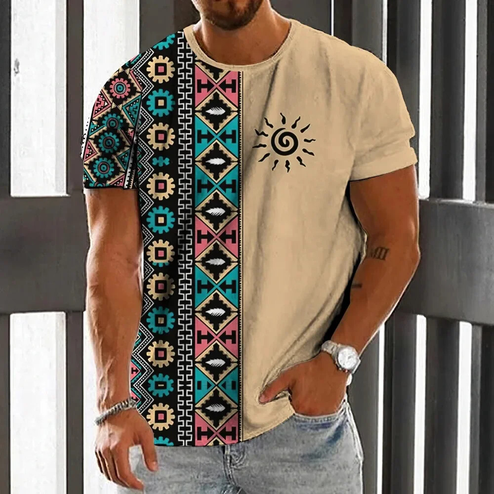 Men'S Ethnic Fashion Trends - Vintage Ethnische Stil männer T-Shirt Sommer