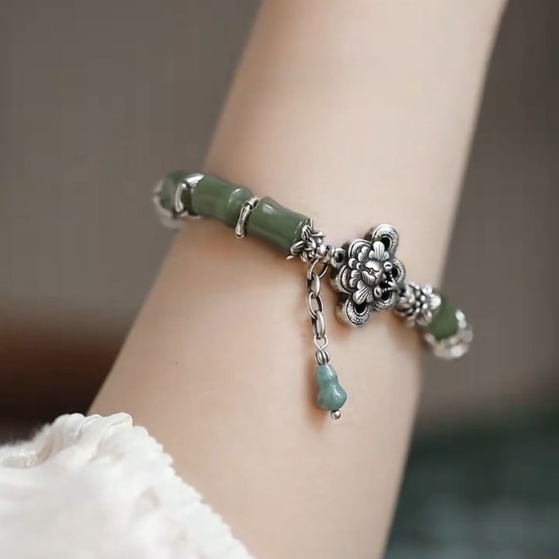 Ethnic Wear Fashion Designer - Neues Chinesisches Vintage Bambus-Kürbis-Quasten-Perlenarmband für Frauen,