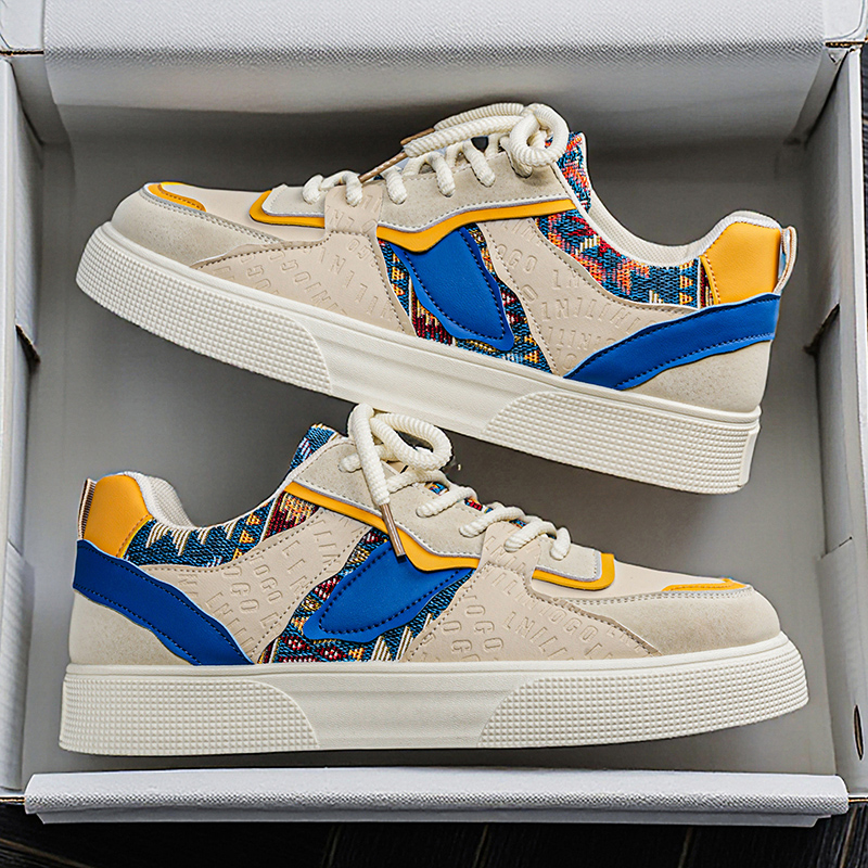 Ethnic Fashion Wear - Herren Vintage Patchwork Plateau-Sneaker - Ethnischer