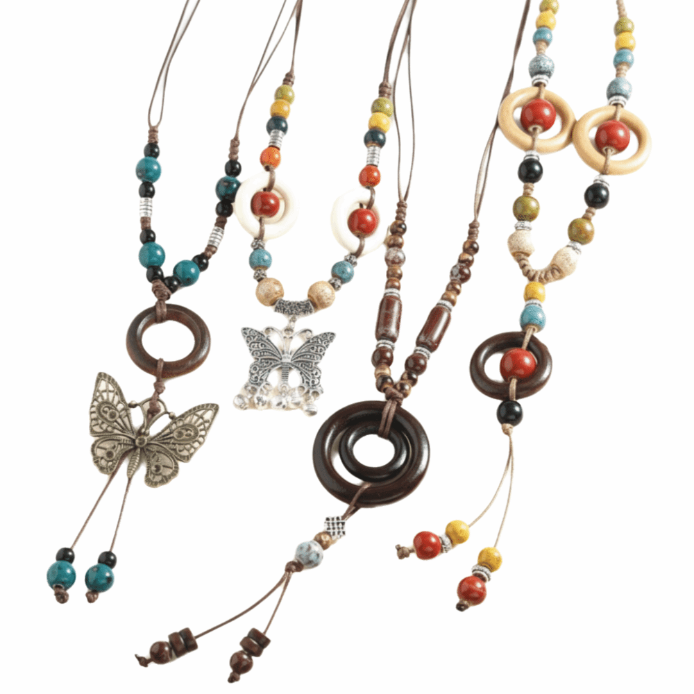Ethnic Wear Fashion Designer - Ethnischer Schmetterlingsanhänger im Retro-Design mit langer