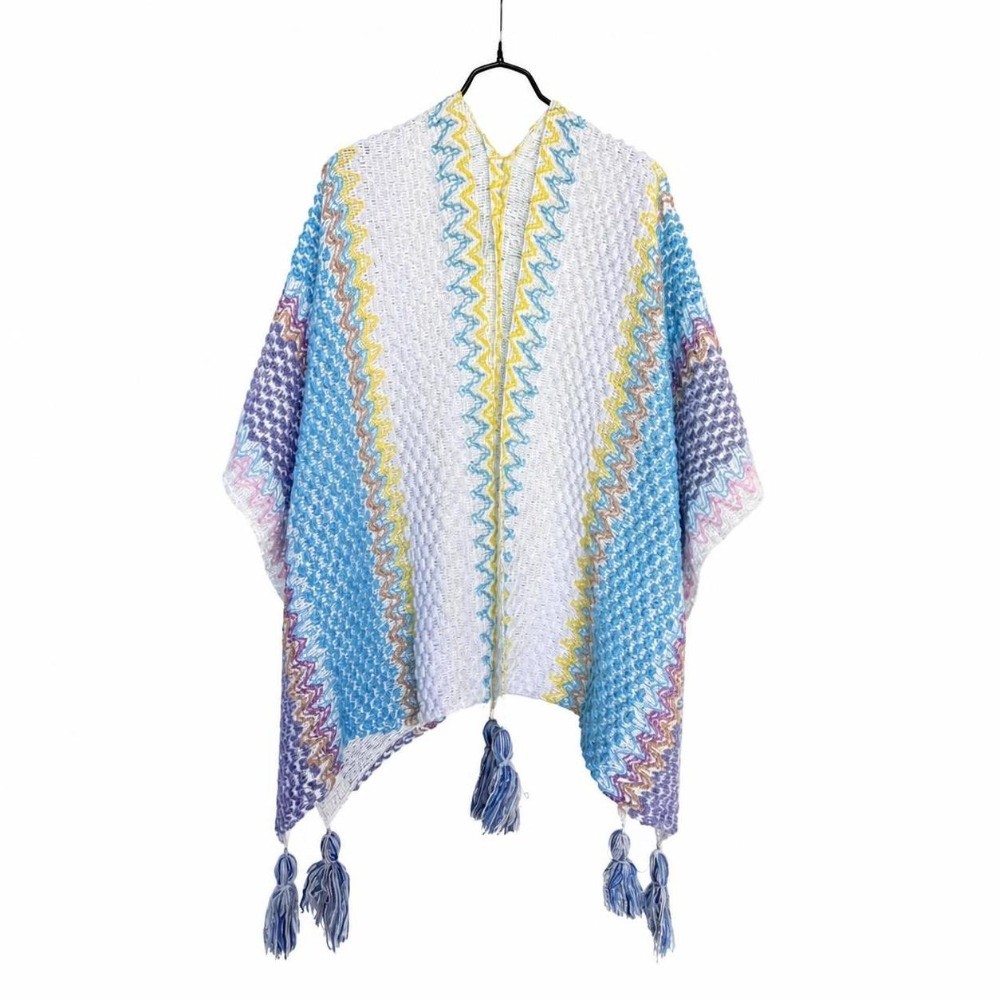 Retro Gestreifter Strickponcho – Ethnic Fashion Wear Bewertung und Preis
