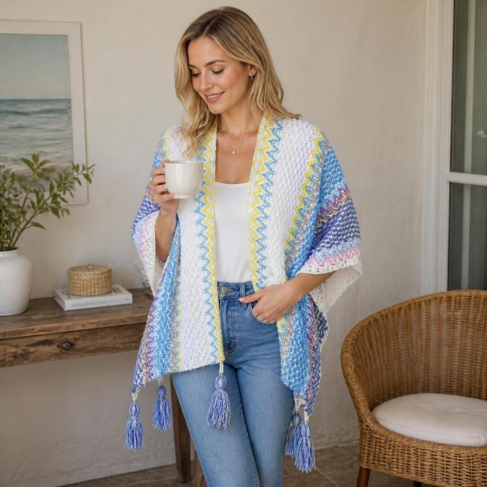 Retro Gestreifter Strickponcho – Ethnic Fashion Wear Bewertung und Preis